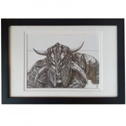 Hero Stash Artwork - Fine Art Pencil Sketch A4 With Frame - 'Ares'