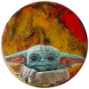 Hero Stash Artwork - Acyrlic Painting Liquid Pour 7.5" Diameter - 'Baby Yoda'