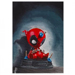 Hero Stash Artwork - Acyrlic Painting 5"x7" - 'Chibi Deadpool'