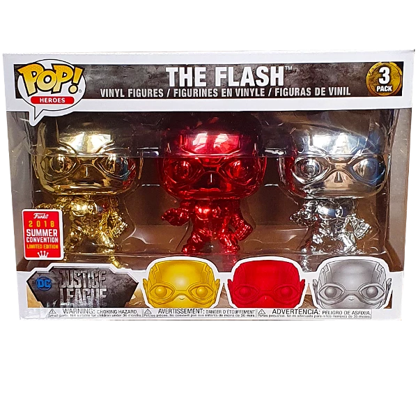 Funko Justice League - The Flash (Chrome) SDCC 2018 Exclusive Pop! Vinyl Figure 3-Pack Pop! Vinyl Figures 1 Funko Justice League - The Flash (Chrome) SDCC 2018 Exclusive Pop! Vinyl Figure 3-Pack Pop! Vinyl Figures