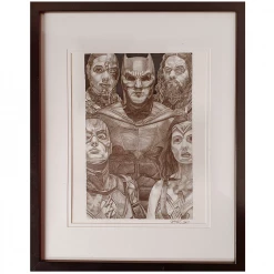 Hero Stash Artwork - Fine Art Pencil Sketch A4 With Frame - 'Justice League'