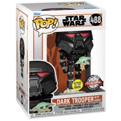 Funko Star Wars The Mandalorian - Dark Trooper With Grogu Glow US Exclusive Pop! Vinyl Figure