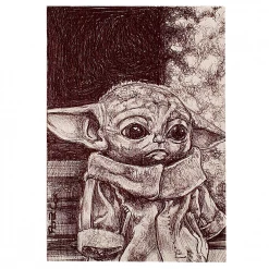 Hero Stash Artwork - Fine Art Bio Pen Sketch 2.5"x3.5" - 'The Child Study'